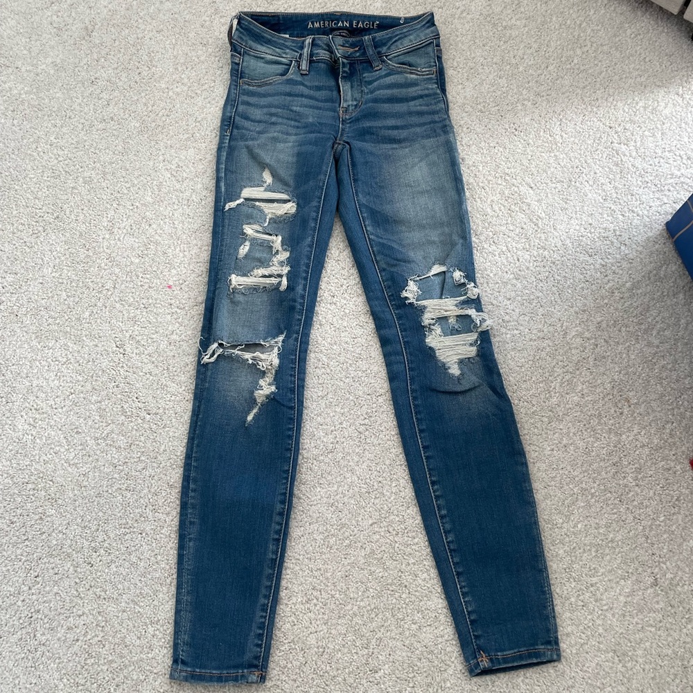 american eagle, size 0 regular, mid-rise jeans